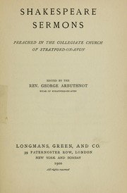 Front cover of Shakespeare sermons, preached in the Collegiate church of Stratford-on-Avon by George Arbuthnot