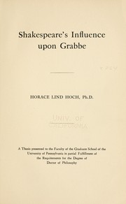 Cover of Shakespeare's influence upon Grabbe by Horace Lind Hoch