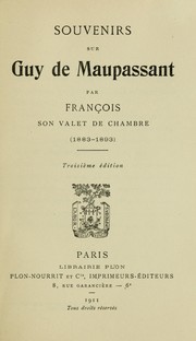 Front cover of Souvenirs sur Guy de Maupassant by François Tassart