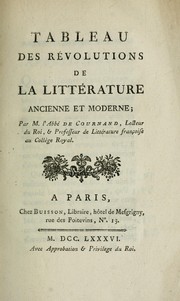 Front cover of Tableau des révolutions de la littérature ancienne et moderne by Antoine de Cournand