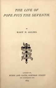 Cover of Pius the Seventh, 1800-1823 by Mary H. Allies