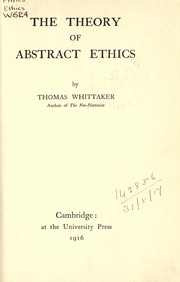 Front cover of The theory of abstract ethics by Thomas Whittaker