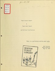 Cover of Topic-aspect report and topic-goal report on political institutions. (preliminary) by Carl Sussman