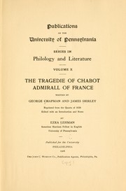 Front cover of The tragedie of Chabot, admirall of France by George Chapman