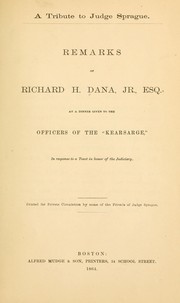 Cover of A tribute to Judge Sprague by Richard Henry Dana