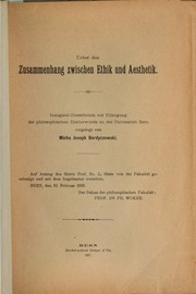 Front cover of Ueber den Zusammenhang zwischen Ethik und Aesthetik von Micha Joseph Berdyczewski by Micah Joseph Berdichevsky