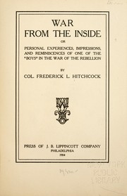 Cover of War from the inside by Frederick L. Hitchcock