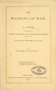 Front cover of The warning of war by Charles T. Congdon