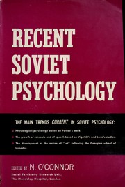Cover of Recent Soviet psychology by Neil O'Connor