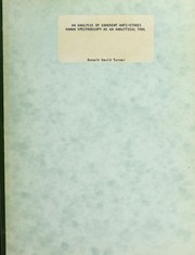 Front cover of An analysis of coherent anti-stokes Raman spectroscopy as an analytical tool by Ronald David Turner