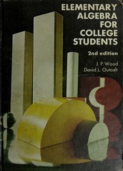 Front cover of Elementary algebra for college students by J. P. Wood