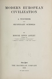 Cover of Modern European civilization by Ashley, Roscoe Lewis