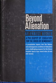 Cover of Beyond alienation by Ernest Becker