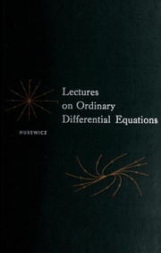 Front cover of Lectures on ordinary differential equations by Witold Hurewicz