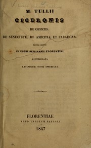 Front cover of De officiis, De senectute, De amicitia by Cicero
