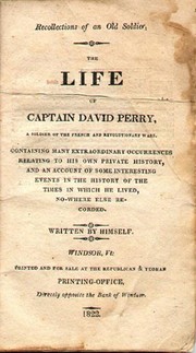 Front cover of Recollections of an old soldier by Capt. David Perry (b. 1741)