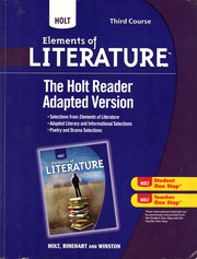 Cover of The Holt reader, adapted version--Elements of Literature, third course by Holt Rinehart and Winston