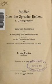 Front cover of Studien über die Sprache Defoe's by Franz Horten