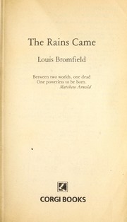 Front cover of The rains came by Louis Bromfield