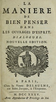 Cover of La maniere de bien penser dans les ouvrages d'esprit by Dominique Bouhours