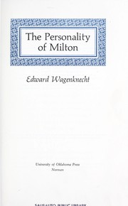 Cover of The personality of Milton by Edward Wagenknecht