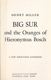 Front cover of Big Sur and the oranges of Hieronymus Bosch by Henry Miller