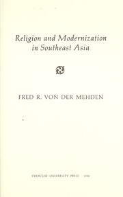 Front cover of Religion and modernization in Southeast Asia by Fred R. Von der Mehden