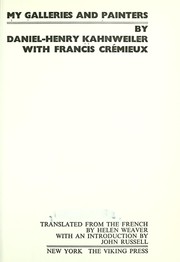 Cover of Mes galeries et mes peintres by Daniel Henry Kahnweiler