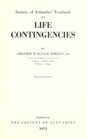Front cover of Society of Actuaries' textbook on life contingencies by Chester Wallace Jordan