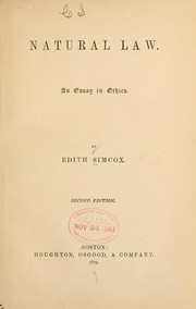 Cover of Natural law by Edith J. Simcox