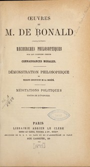 Front cover of Œuvres de M. de Bonald by Louis Gabriel Ambroise de Bonald