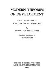 Cover of Modern theories of development by Ludwig von Bertalanffy