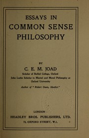 Cover of Essays in common-sense philosophy by Joad, C. E. M.