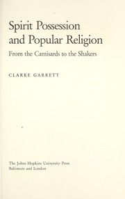 Front cover of Spirit possession and popular religion by Clarke Garrett