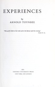 Cover of Experiences by Arnold J. Toynbee