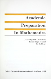 Front cover of Academic preparation in mathematics by Jeremy Kilpatrick