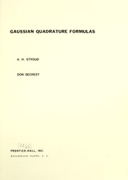 Front cover of Gaussian quadrature formulas by A. H. Stroud
