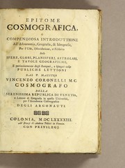 Cover of Epitome cosmografica, o Compendiosa introduttione all'astronomia, geografia, & idrografia by Vincenzo Coronelli