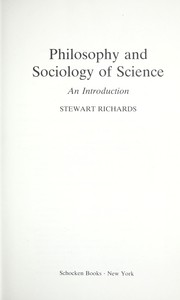 Front cover of Philosophy and sociology of science by Stewart Richards