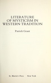 Front cover of Literature of mysticism in Western tradition by Patrick Grant