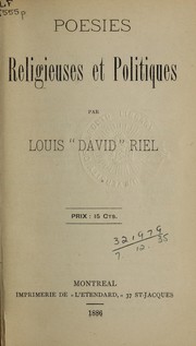 Front cover of Poésies religieuses et politiques by Louis Riel
