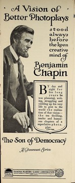 Cover of A vision of better photoplays stood always before the keen creative mind of Benjamin Chapin by Benjamin Chester Chapin