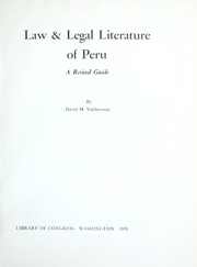 Front cover of Law & legal literature of Peru by David M. Valderrama