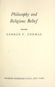 Front cover of Philosophy and religious belief by George Finger Thomas
