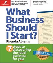 Cover of What Business Should I Start? by Rhonda Abrams