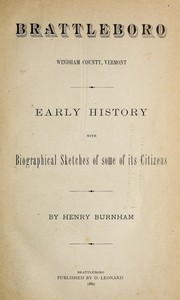 Front cover of Brattleboro, Windham County, Vermont by Henry Burnham