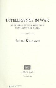 Cover of Intelligence in War by John Keegan