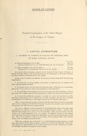 Cover of Detailed explanation of the third Budget by League of Nations.