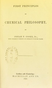 Front cover of First principles of chemical philosophy by Cooke, Josiah Parsons