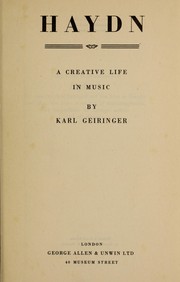Front cover of Haydn; a creative life in music by Karl Geiringer